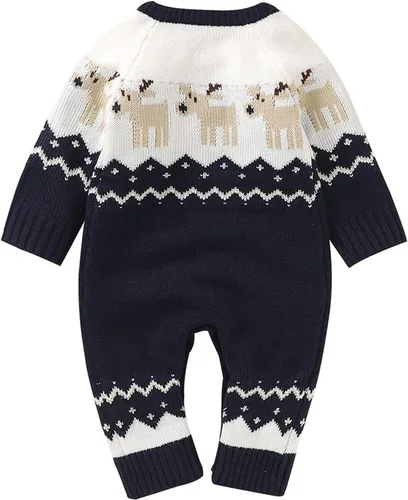Vista 2 de Mameluco de Navidad de una pieza para bebés, niños y niñas, suéter de reno, ropa de festival de vacaciones
