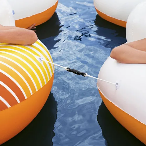 Vista 3 de Bestway 43399E Hydro-Force Sunkissed Pool, Lake, River, Beach Inflatable PVC Clasp N Go Inner Tube Ring Float with Cup Holder, Orange and Yellow