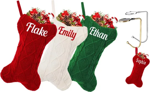 Vista 8 de Calcetines personalizados para mascotas Ulico, calcetines de Navidad personalizados para perros y gatos, calcetines de Navidad grandes bordados