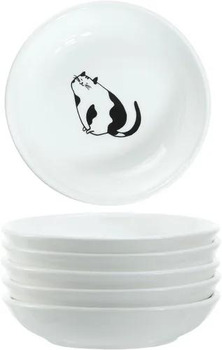 Vista 2 de Lindos platos de cerámica para salsas de gato de caballero, divertidos platos de condimentos para gatos de caricatura, cuencos de sushi y soja