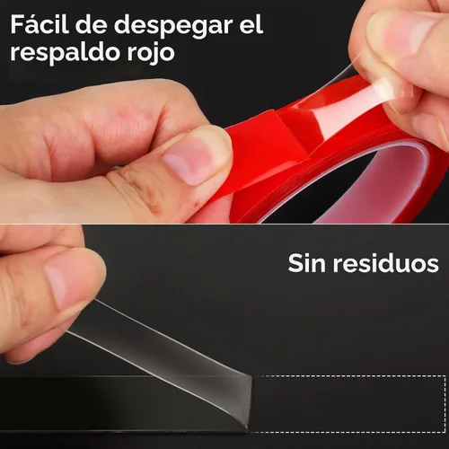 Vista 3 de Phinus Cinta adhesiva de doble cara, paquete de 2 unidades, resistente (3/4 pulgadas de ancho, total de 20 pies), cinta adhesiva transparente