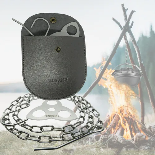 Vista 10 de Accesorios para tablero de trípode de campamento: convierte las ramas en parrilla trípode para fogata para cocinar, equipo y equipo de campamento