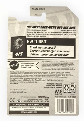 Vista 2 de Hot Wheels '89 Mercedes Benz 560 Sec AMG, HW Turbo 4/5 [Negro] 150/250