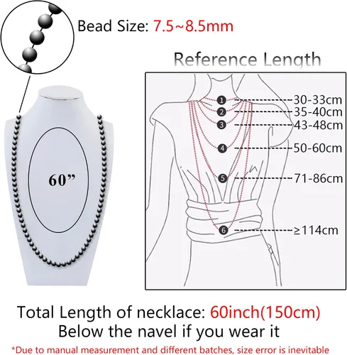 Vista 6 de Firstmeet - Collar con nudo de cuerda, de cuentas de cristal, largo, para mujer.