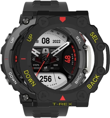 Vista 12 de Funda para Amazfit T-Rex 2, a prueba de golpes, funda protectora de TPU duradera, accesorios para Amazfit T Rex 2 Smartwatch (negro)