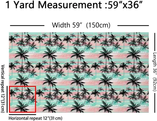 Vista 2 de The Yard - Tela de tapicería con estampado de palmera para sillas, tela de hoja de palmera hawaiana tropical para exteriores, tela decorativa