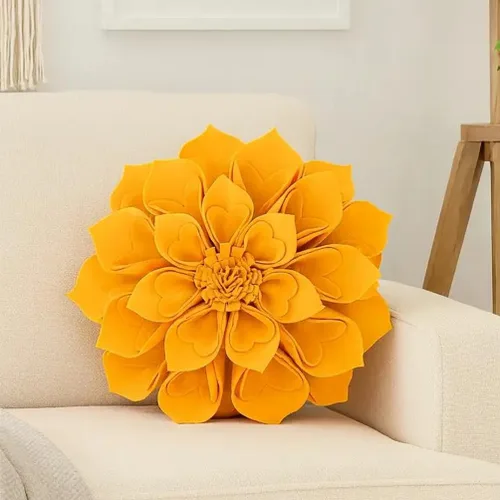 Vista 25 de Fennco Styles Funda de almohada decorativa de pétalos en forma de corazón 3D hecha a mano de 16 pulgadas, redonda, funda de almohada floral