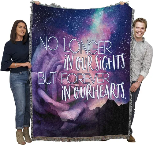Vista 27 de Pure Country Weavers Manta con texto en inglés "I Am The Gentle Breeze Upon Your Face" con diseño de flores, para regalo de duelo y condolencia