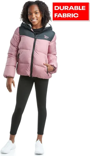 Vista 3 de Reebok Chaqueta de invierno para niñas Chaqueta de esquí acolchada pesada con forro polar para niñas (4-16)