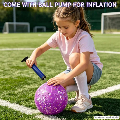 Vista 4 de Soccer Balls Size 3, Sparkle Soccer Ball for Girls Kids 3-8 4-6 6-8 Glitter Outdoors Sports Recreation Playing Ball for Birthday Easter Soccer Gifts