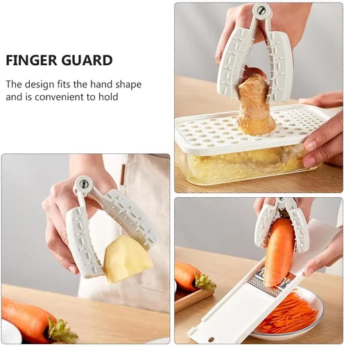 Vista 4 de Cabilock Protector de dedos de 2 piezas, protector de mandolina, verduras, fruta, corte, herramienta de cocina, cortador de mandolina, rallador