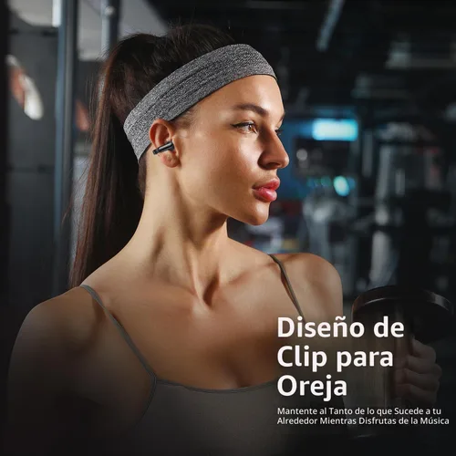 Vista 6 de Auriculares con clip, auriculares inalámbricos con clip de oreja abierto, Bluetooth 5.4, llamada de voz clara, auriculares deportivos con estuche