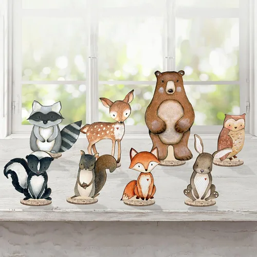 Vista 2 de Forest Critters Formas de Animales de Madera Pintada Recortadas (Pequeño + Soportes (Paquete de 8))