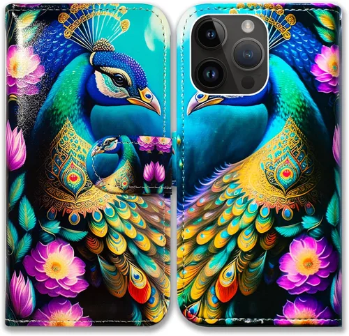 Vista 9 de Bcov Funda para iPhone 15 Pro Max, funda de piel con tapa y soporte para tarjeta y soporte para iPhone 15 Pro Max