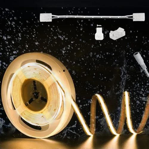 Vista 11 de PAUTIX Tira de luz LED COB de 5 mm 16.4 pies/5 m 3000K Blanco cálido 504 LEDs/m, Cinta LED flexible DC24V para gabinete Hogar Proyectos