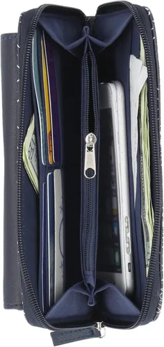 Vista 4 de Nautica Bulk Cargo - Cartera RFID para mujer organizador con cremallera alrededor Colcha Diamond Indigo