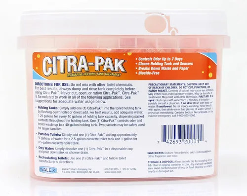 Vista 2 de Walex Citra-Pak - Cápsulas desodorizantes para tanque de retención de RV/Marina, descomposición de desechos y control de olores, limpia tanque