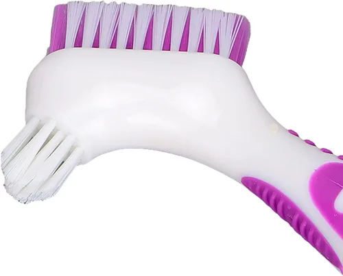 Vista 9 de Cepillo de limpieza de dentadura, cepillo de dientes de doble cara, cepillo de limpieza de dientes falsos, cepillo de dientes portátil de doble cara