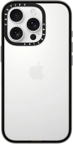 Vista 13 de CASETiFY Estuche Compacto para iPhone 15 Plus [Probado contra caídas de grado militar 2X / Protección contra caídas de 4 pies] - Negro Transparente