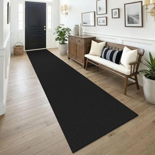 Vista 171 de KOZYFLY - Tapete para puerta de interior, lavable, pequeña, antideslizante, con respaldo de goma, felpudo de algodón para el hogar, color negro