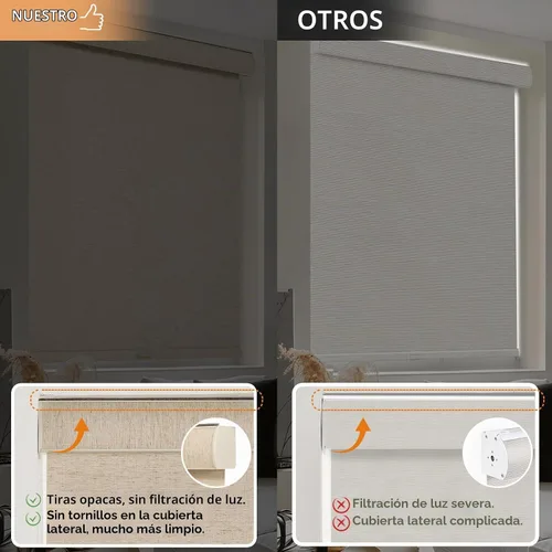 Vista 4 de Persilux Persianas Enrollables Opacas para Ventanas, Sin Cordón, Tela de Lino, Persianas Enrollables, Tela con Aislamiento Térmico Protección UV