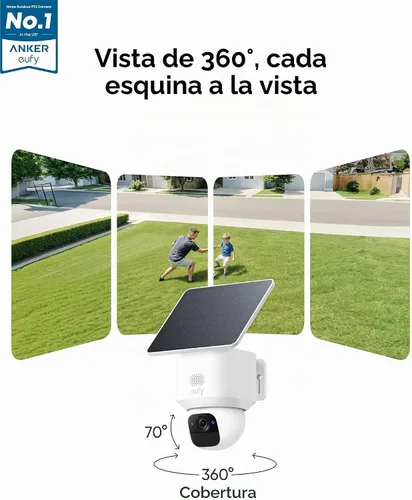 Vista 2 de eufy Security SoloCam E30, cámara de seguridad solar 2K, seguimiento de IA