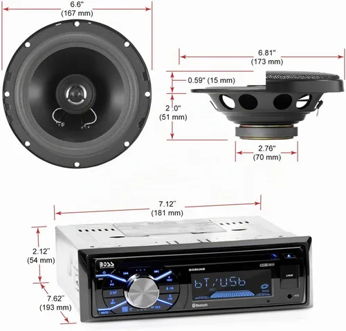 Vista 3 de BOSS Audio Systems 656BCK - Paquete estéreo para automóvil - Din único, Bluetooth, CD MP3 USB AM Radio FM, altavoces de rango completo de 6.5