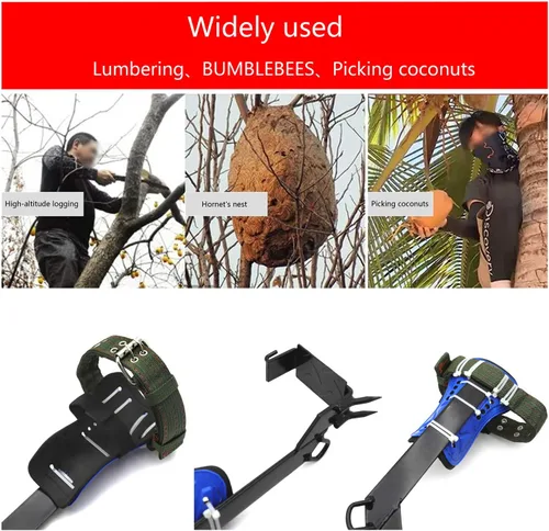Vista 5 de Juego de pinchos para escalada de árboles/postes, cinturón de seguridad, correa, cuerda ajustable de acero inoxidable