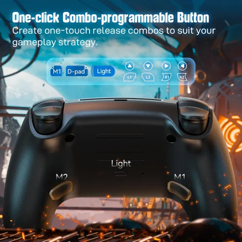 Vista 4 de ewnol Controller for PS4SlimProNintendo SwitchPC, Cool RGB Gamepad with Dual VibrationMotion Sensor9 Adjustable LED ColorsTURBOProgram Buttons