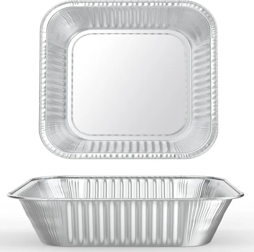 Vista 2 de WANBAO 30 piezas de moldes desechables de papel de aluminio para hornear, cuadrados de 8" X 8" X 2" pulgadas, preparación de comida para catering