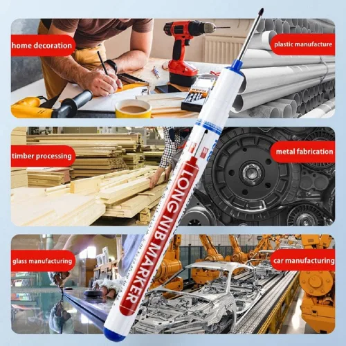 Vista 6 de 3 bolígrafos multiusos de punta larga con agujeros profundos, bolígrafo de carpintero colorido de punta larga para carpintería de baño, decoración