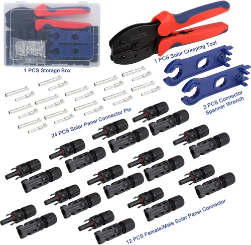 Vista 8 de Herramienta de crimpado solar para cable de panel solar con 12 pares de conectores solares, 1 crimpadora solar, 2 llaves inglesas, herramienta