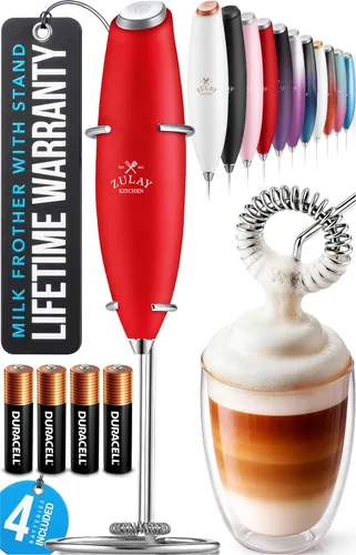 Vista 90 de Zulay Kitchen Potente varita espumadora de leche con 2 baterías Duracell – Mezclador de bebidas portátil ultrarrápido – Máquina de espuma eléctrica