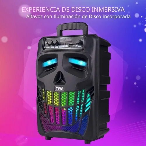 Vista 3 de E I F E R Altavoces Bluetooth Cool Skull, Altavoz Portátil Inalámbrico, Compatible con Smartphones y Tablets, Adecuado para Hogar, Jardín, Fiesta