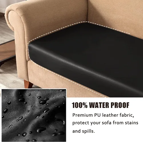 Vista 4 de Fundas de cojín de piel sintética para sofá, fundas de asiento de sofá, fundas de asiento de caravana impermeables con parte inferior elástica