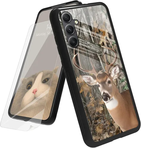 Vista 41 de Funda para Samsung Galaxy A12 5G con protector de pantalla, parte trasera de vidrio templado + TPU de silicona suave que absorbe los golpes