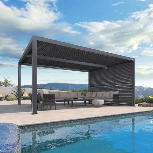 Vista 11 de PURPLE LEAF 94AS - Pérgola pequeña de aluminio compacto de 10 x 12 pies con techo rígido con listones ajustables para patio, cubierta de terraza