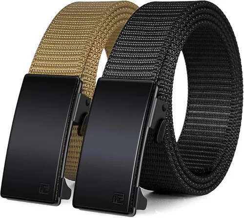 Vista 9 de WONDAY Paquete de 2 cinturones de trinquete para hombre, cinturones de nailon con hebilla de liberación rápida para golf, trabajo, uso táctico casual
