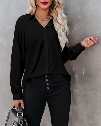 Vista 3 de Magritta - Camisas para mujer, modernas, de estilo casual, ajuste holgado, manga larga, con botones, ligeras, con cuello