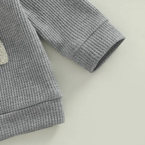 Vista 5 de TFFR Conjunto de sudadera de manga larga con estampado de gofres para bebés y niños pequeños y niñas