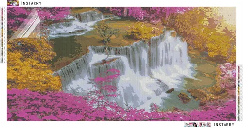 Vista 6 de Instarry Pintura de diamantes 5D para bricolaje, gran tamaño, taladro completo, diamantes de imitación de cascada, punto de cruz, decoración