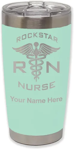 Vista 15 de LaserGram RN Rockstar - Vaso aislado al vacío de 20 onzas, grabado personalizado incluido (negro)