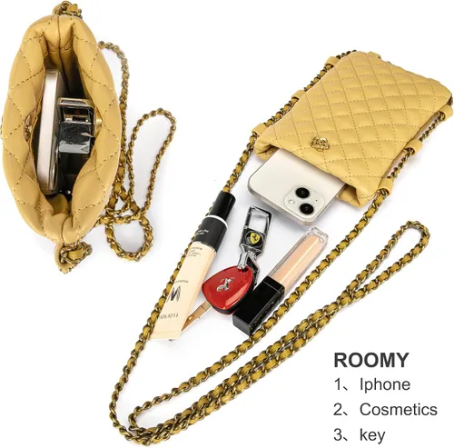 Vista 4 de Montana West Small Crossbody Quilted Cell Phone Purse for Women Soft Chain Cellphone Wallet Bag