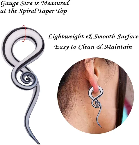 Vista 2 de YOFANST - Dilatadores de cristal en espiral para oreja, calibres 4g-916 pulgadas, brillan en la oscuridad, color azul, púrpura y rojo