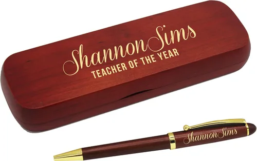 Vista 7 de Bolígrafo personalizado de My Personal Memories grabado con estuche personalizado - Juego de bolígrafos de madera para abogados, médicos, maestros