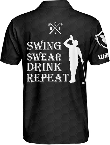 Vista 3 de Divertidas camisetas polo de golf 3D personalizadas para hombres, polo de golf divertido para hombre, camiseta de golf de manga corta para hombre