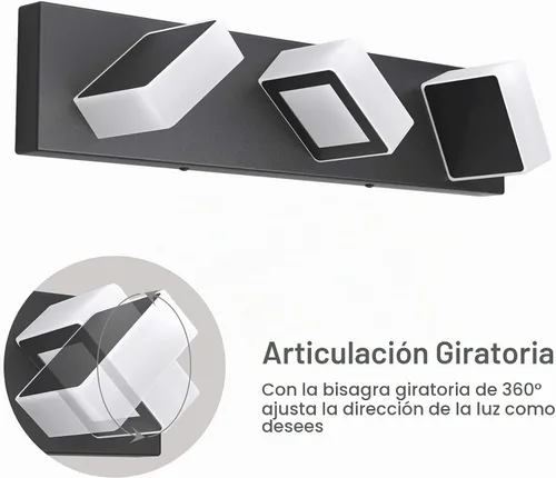 Vista 4 de Ralbay - Luz LED negra para tocador de baño, moderna, atenuable con 5 temperaturas de color, accesorios de iluminación de pared de acrílico negro