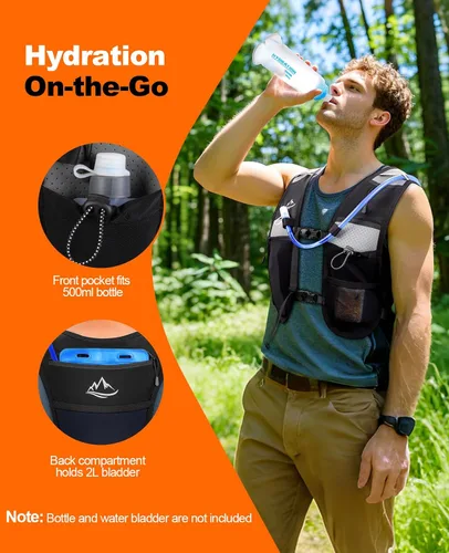 Vista 3 de Running Vest for Women Men, Lightweight Breathable Hydration Vest with Large Compartment, Reflective Running Hydration Vest, Run Water Vest for