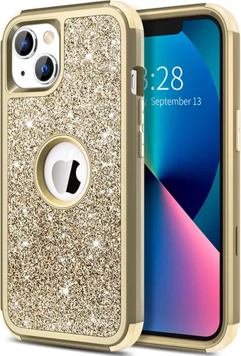 Vista 14 de Hython Funda para iPhone 13 Funda con Purpurina, Bonita Cubierta Brillante Resplandeciente con Brillo, Resistente 3 en 1 Híbrida de PC Duro TPU