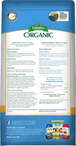 Vista 2 de Espoma Fertilizante orgánico de harina de huesos 4-12-0. Fuente de alimento vegetal totalmente natural de nitrógeno y fósforo para jardinería